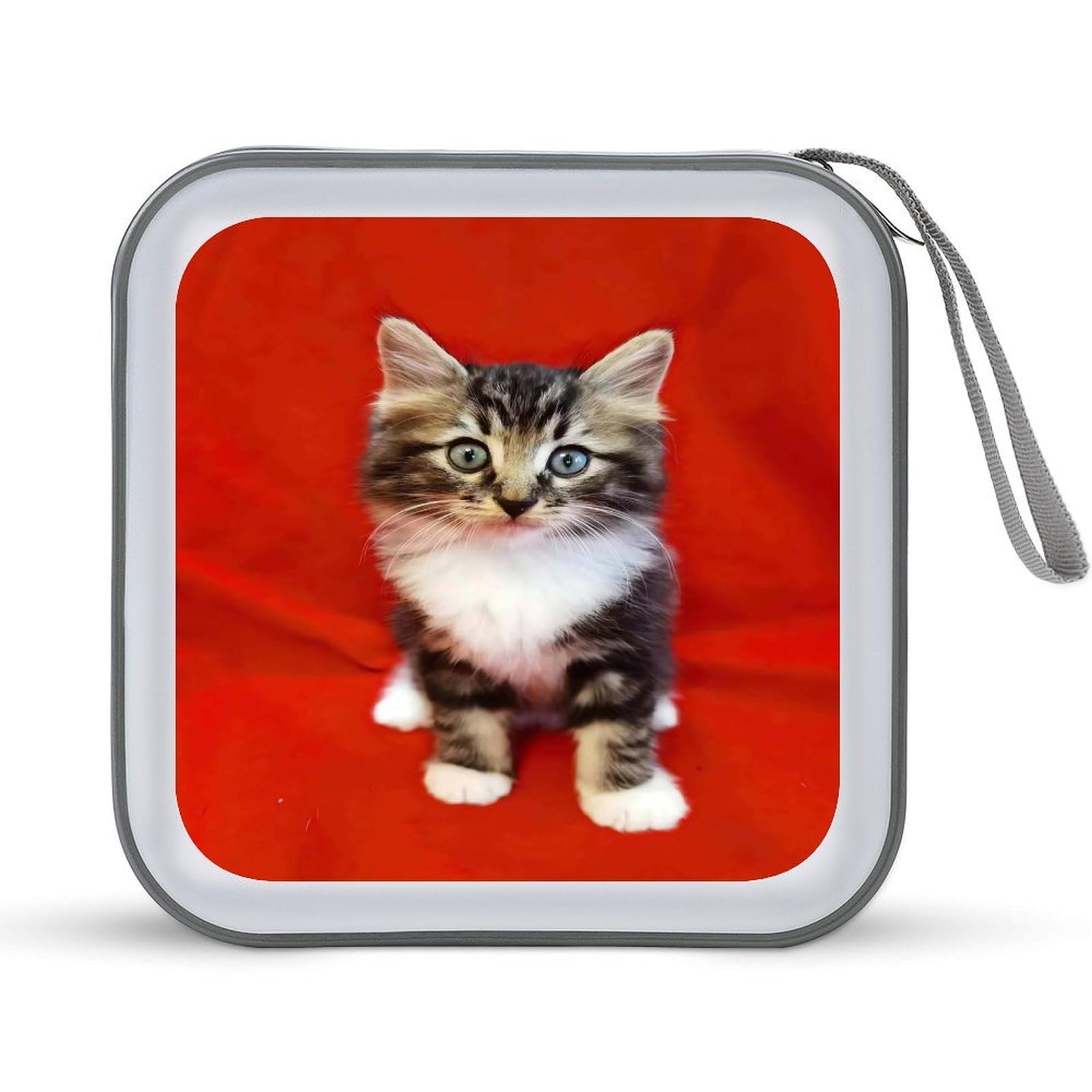 VstaDank Cat CD Case DVD Holder Storage Portable Carrying Binder Holder Wallet Large Storage Disc Wallet Bag Hard Plastic DVD Disc Cases Large Media Binder 40 Capacity