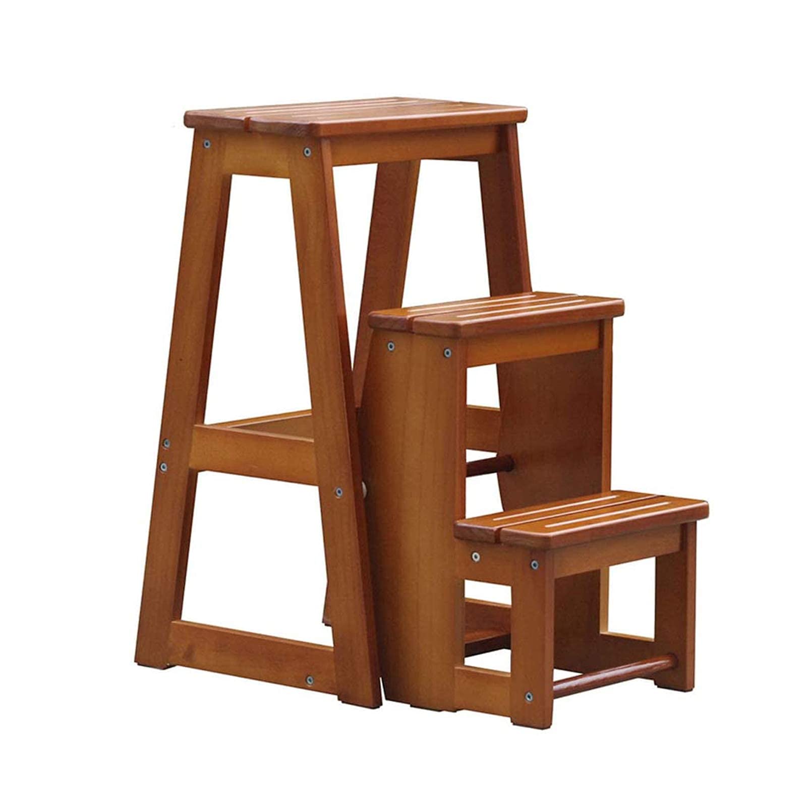 Escaleras plegables de pino con taburete expandido portátil DASHADAO