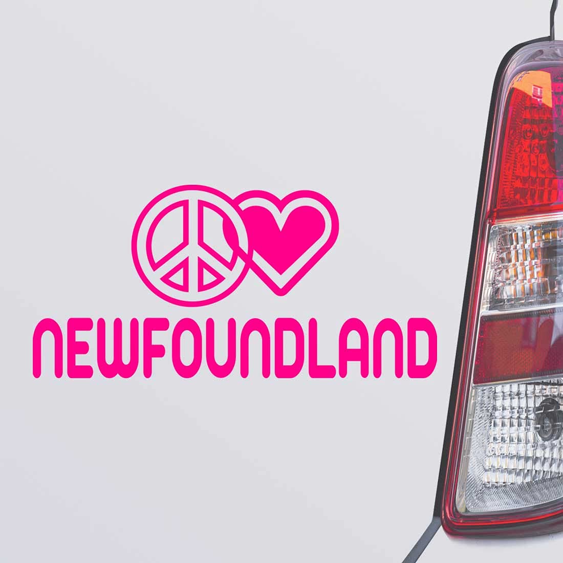 Custom Brother - Peace Love Newfoundland Pink Color Car Laptop Wall Bumper Decal Sticker, DesX39