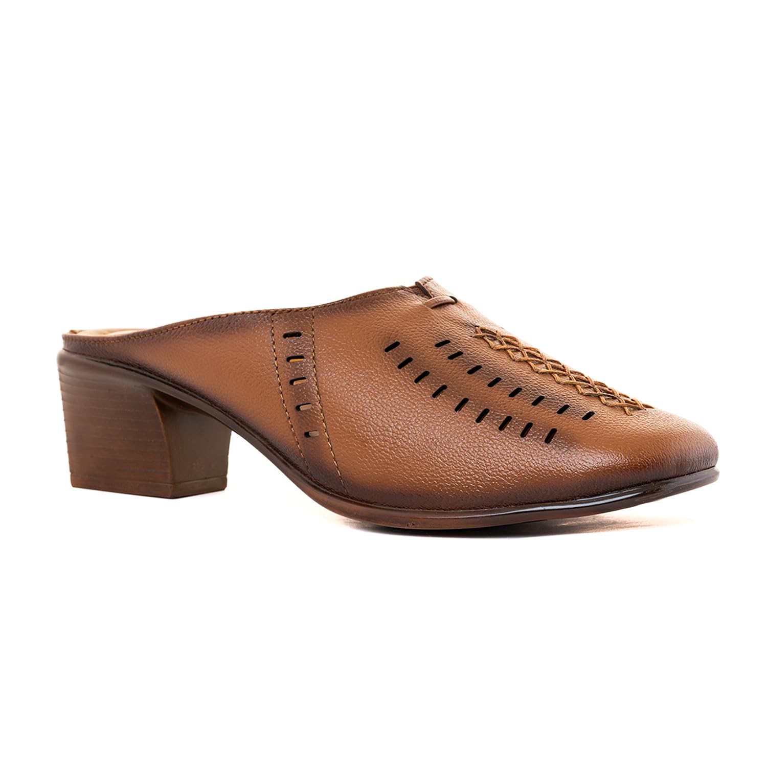 Khadims Sharon Tan Leather Block Heel Mule Slip On Sandal for Women (2661383) (B0CXT127GR) Amazon Price History, Amazon Price Tracker