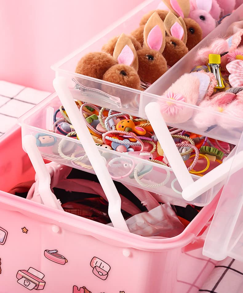 Rangement Coiffure Fille Boîte Rangement Accessoires Cheveux Enfants - Multicolore Avec élastiques Et Barrettes - Organisation Bijoux Rangement Elastique Cheveux