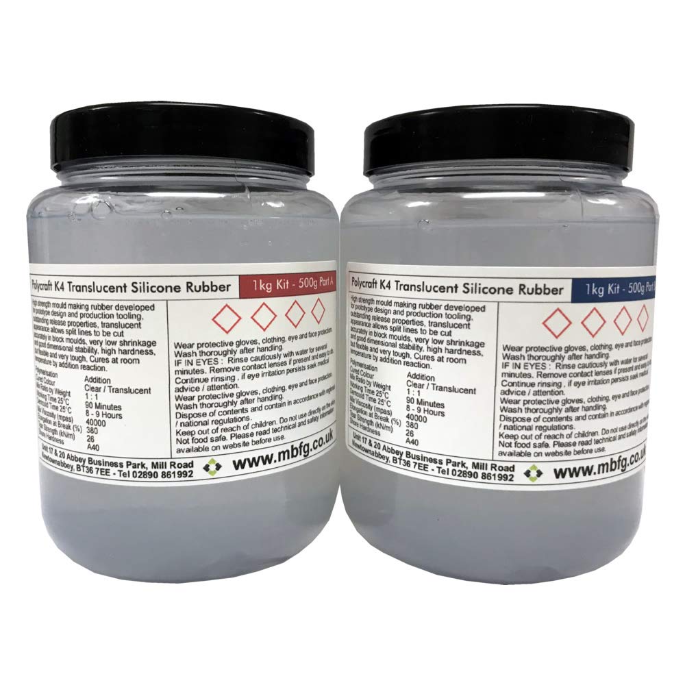 Polycraft K4 Shore A40 Translucent Mould Making Silicone - 1kg Kit