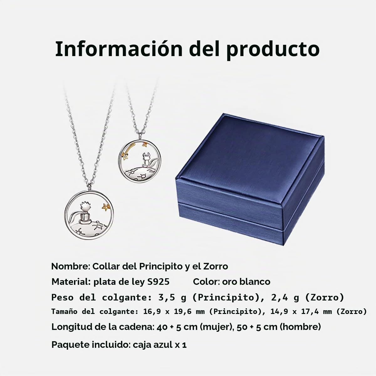 DESHOME Collar Principito Plata de Ley S925 Colgante Cadena Clavícula Pareja Joyería Principito Regalo San Valentín/Entrenamiento Recepción/Aniversario para Ella, Esposa
