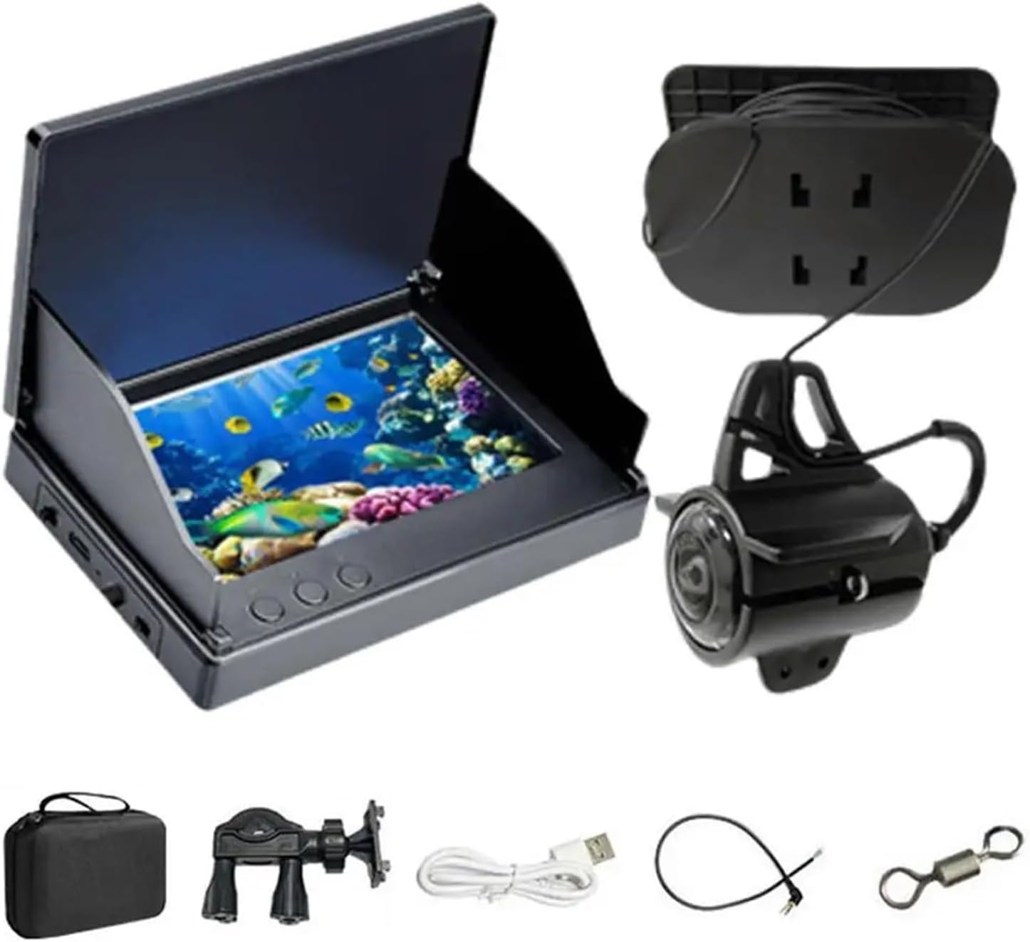 4.3/5インチ IPS 水中釣りカメラ LCD モニターディスプレイ 5000mAH IP68 防水魚群探知機 冬釣りカメラセット
