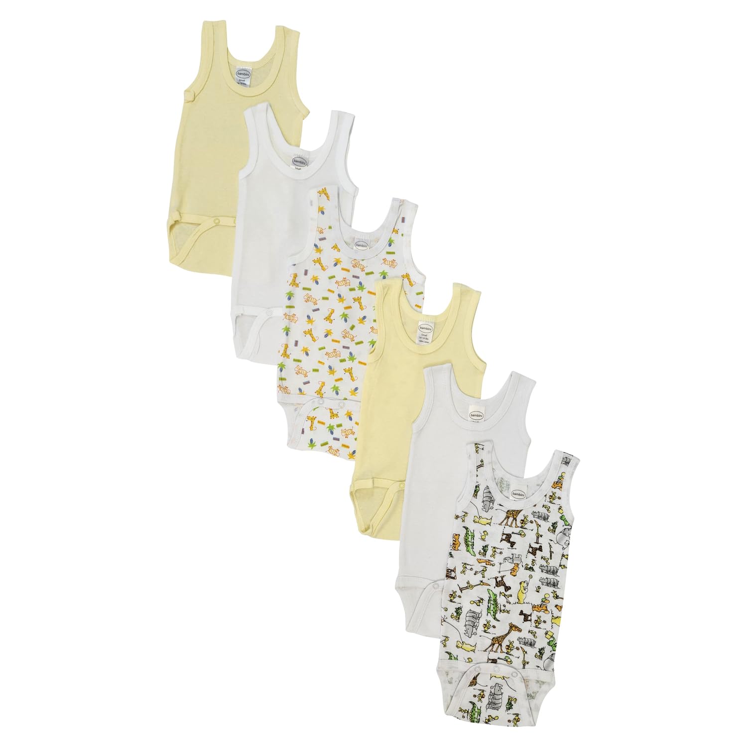Bambini Unisex Baby 6 Pc One Piece and Tank Tops, Large, White