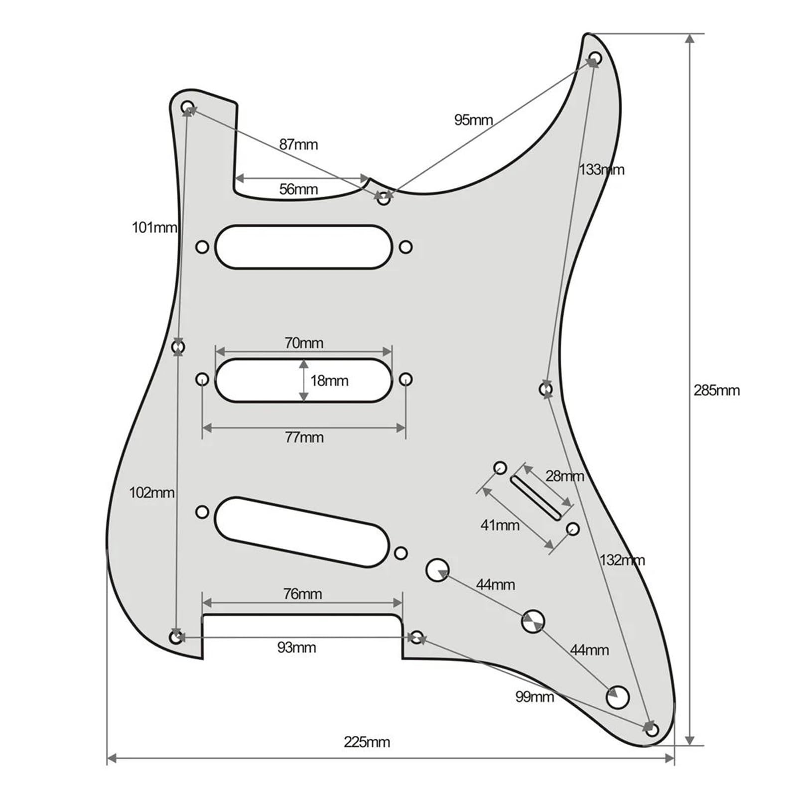 maskownica do gitary elektrycznej Zestaw 8 otworów ST SSS do gitary Pickguard i płyta tylna z 48/50/52mm osłonami przetworników, gałkami do gitary, przełącznikami i końcówkami Whammy Bar(Aged Pearl)