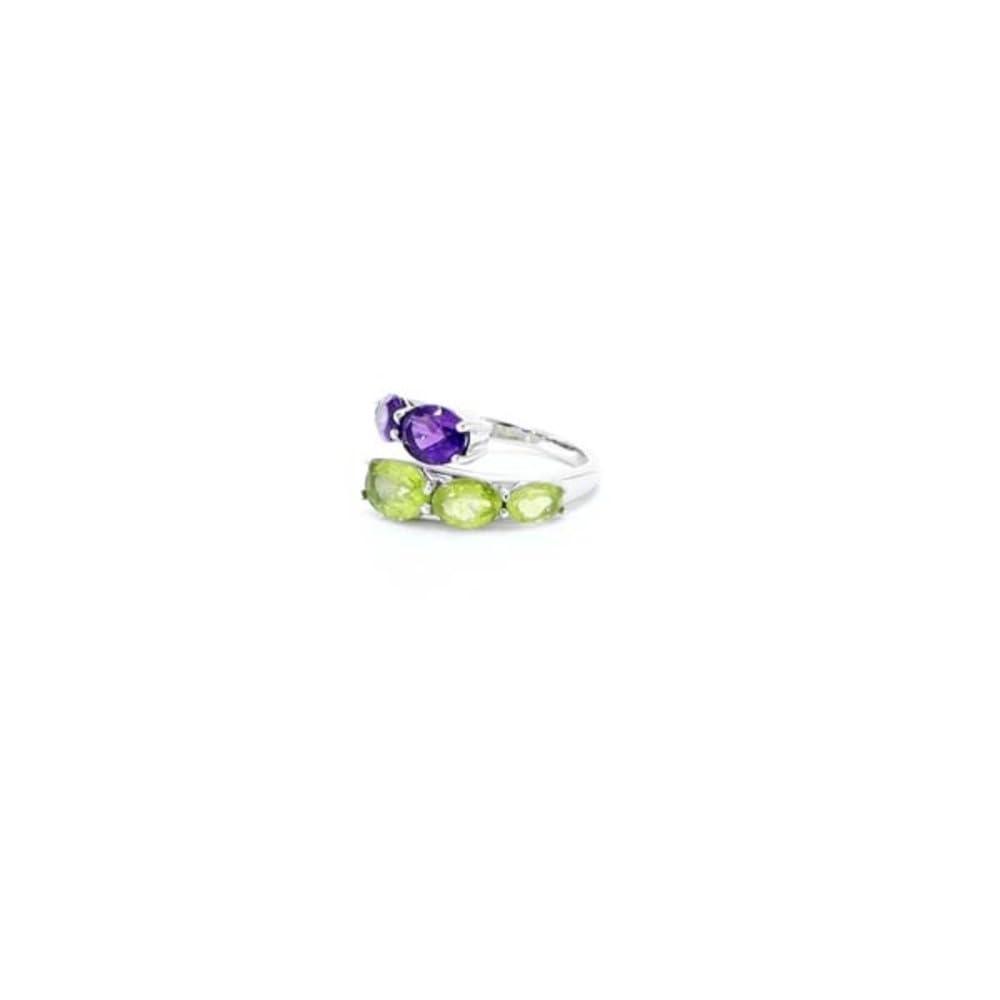 Cavill Edelsteinring Silber 925 Sterling, moderner Damenring mit 4,044 ct Amethyst & Peridot Ovalschliff in Lila-Grün, platiniert, Größe 16-20, stilvoller Schmuck