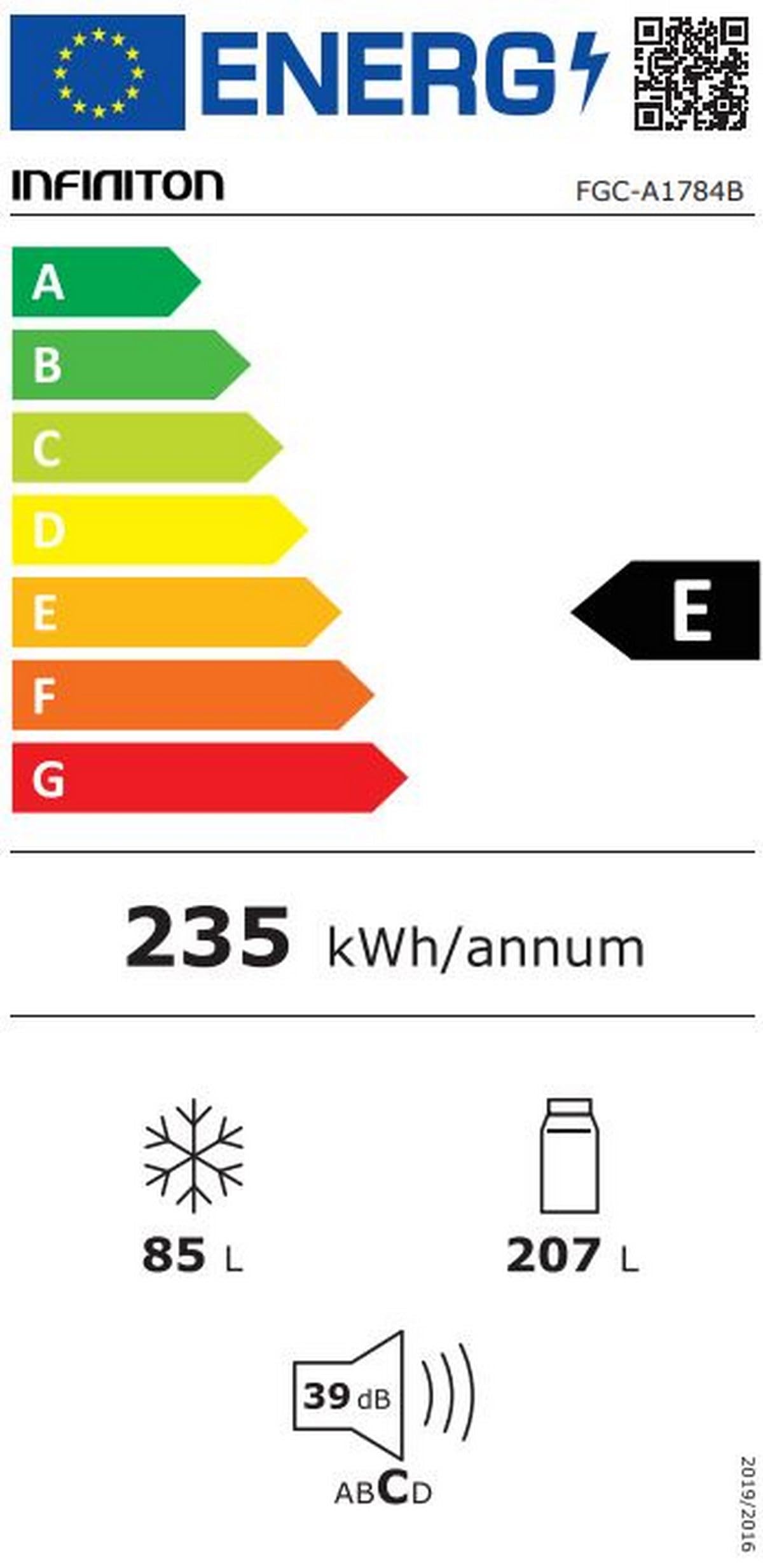 INFINITON Frigorifico Combi FGC-A1784, 292 Litros, 178 cm de Altura, No Frost Total, Fast Cooling, Led Interior, n Tirador integrado para apertura de puertas, E (Blanco || FGC-A1784B)