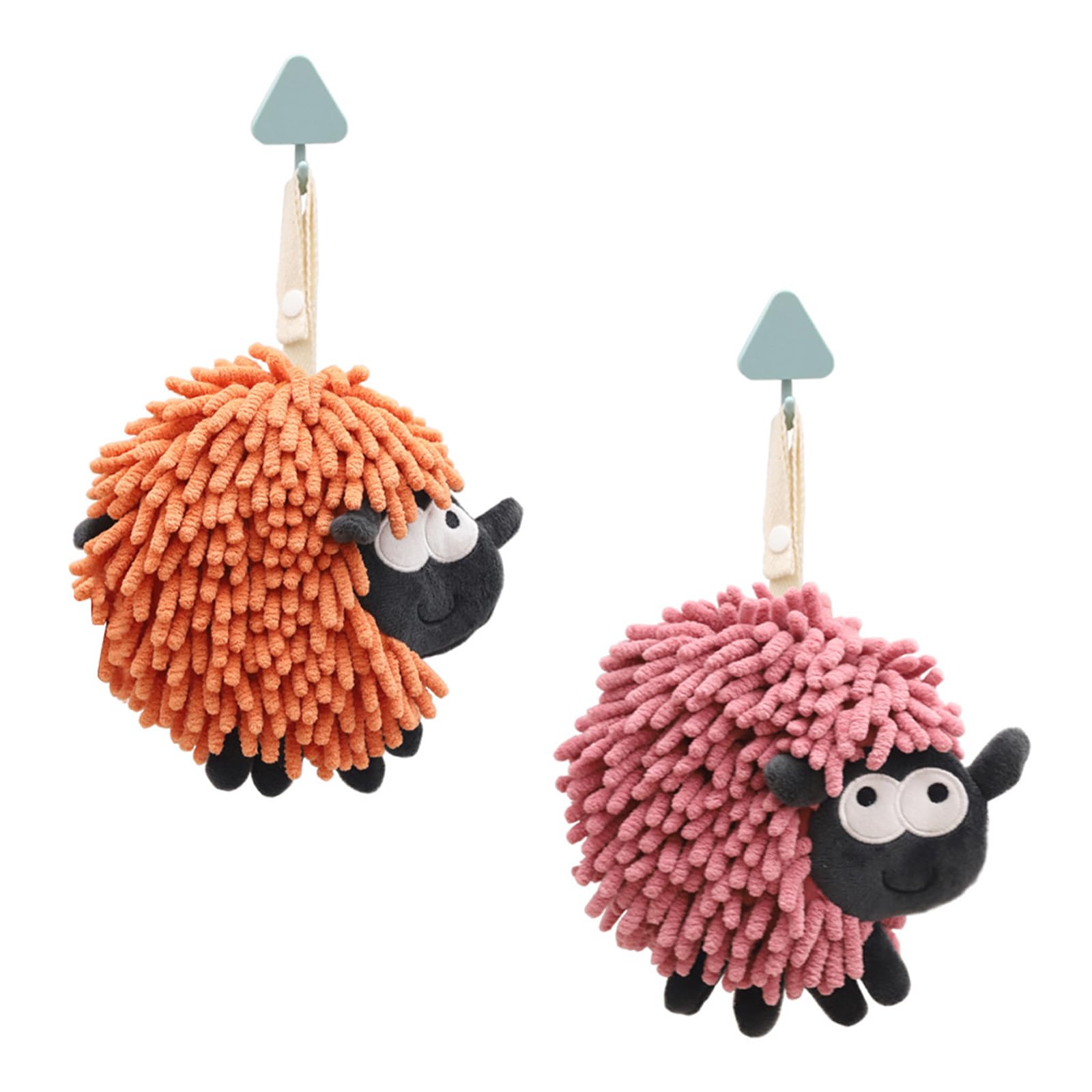 ARTICHIC Fuzzy Ball Hand Towel - Funny Bathroom Hand Towels in Sheep Shape, Super Absorbent Chenille Hand Towels for Bathroom and Kitchen with Hanging Loop
