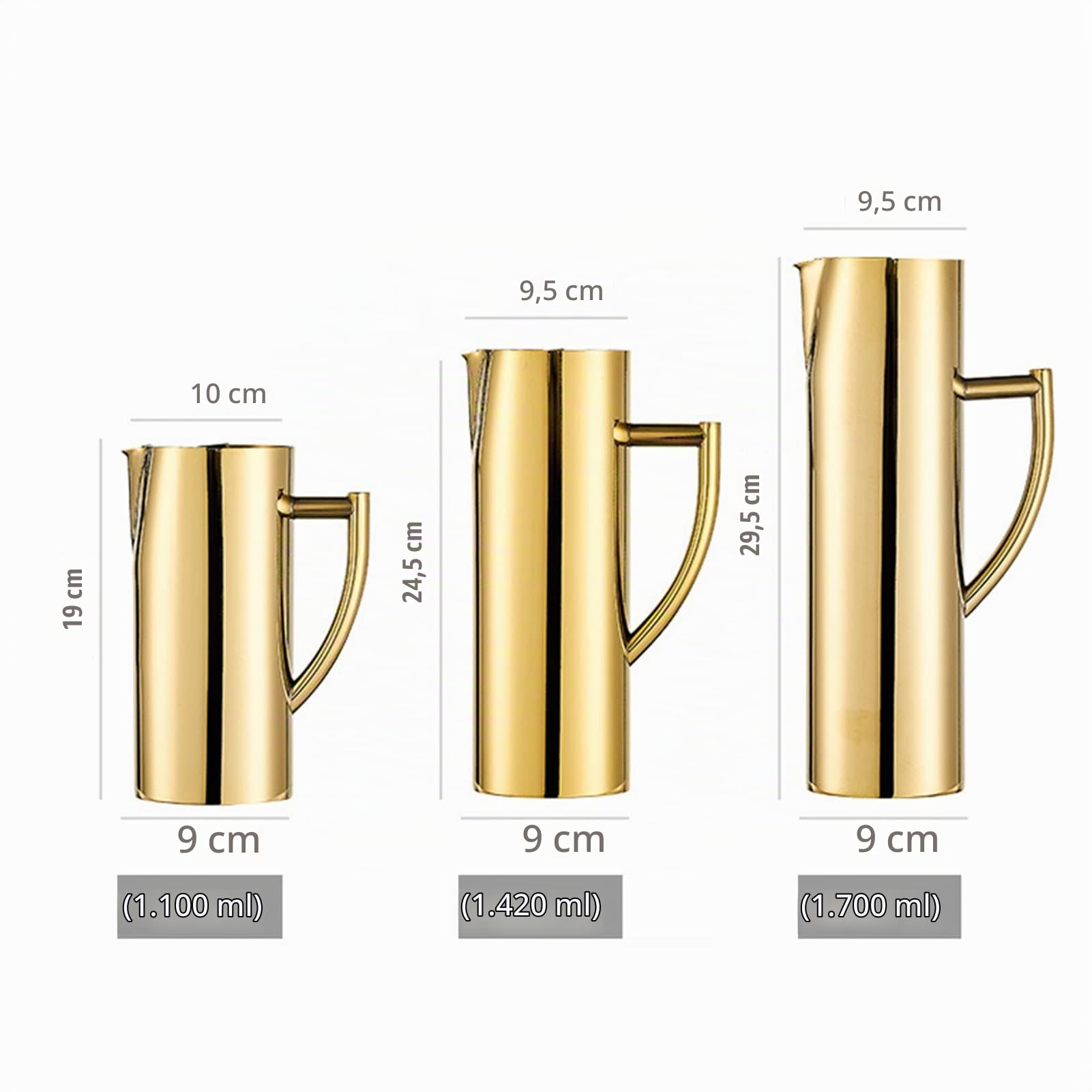 Wasserkrug Krug Edelstahl, Mit Ice Guard, Karaffe Teekanne Zum Servieren Von Wasser, Saft, Eistee Und Anderen Kalten Getränken (Golden,1.8L)