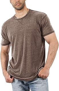 Camiseta Hombres Informal y cómoda para la con Cuello Redondo y Bolsillo para de Verano Camisa Arrugas