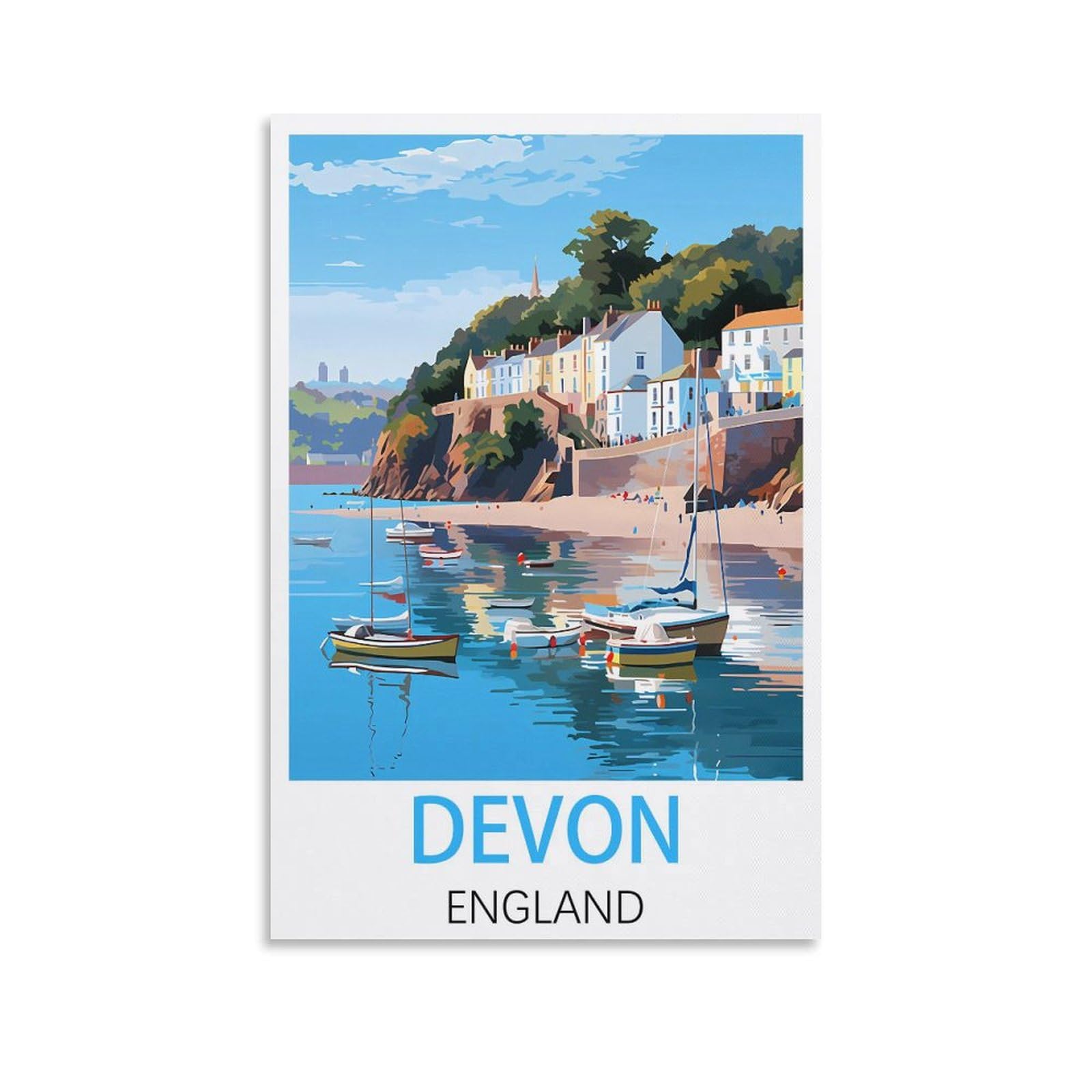Javon Unframe-Style Devon England Vintage Travel Poster 12X18inch(30X45cm) Canvas Art Poster And Wall Art Picture Print Bedroom Decor