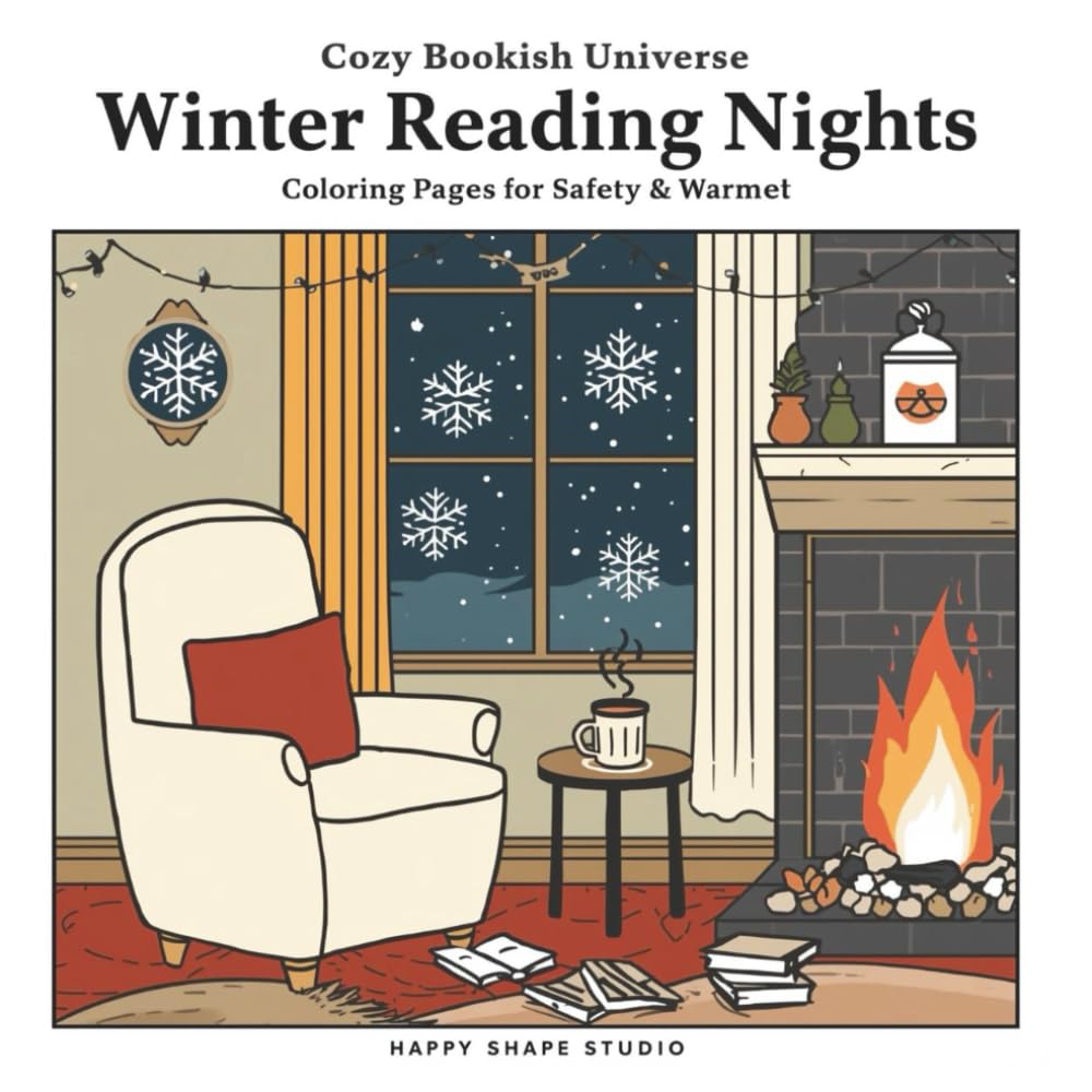 Winter Reading Nights: A Cozy Coloring Book for Warm, Peaceful Evenings: 40 Calm Winter Scenes of Fireplaces, Fairy Lights, Snowy Windows & Cocoa Moments (COZY BOOKISH UNIVERSE)