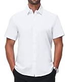Men's Stain Shield Short Sleeve Slim Fit Formal Dress Shirts Business Casual Button Down Shirts