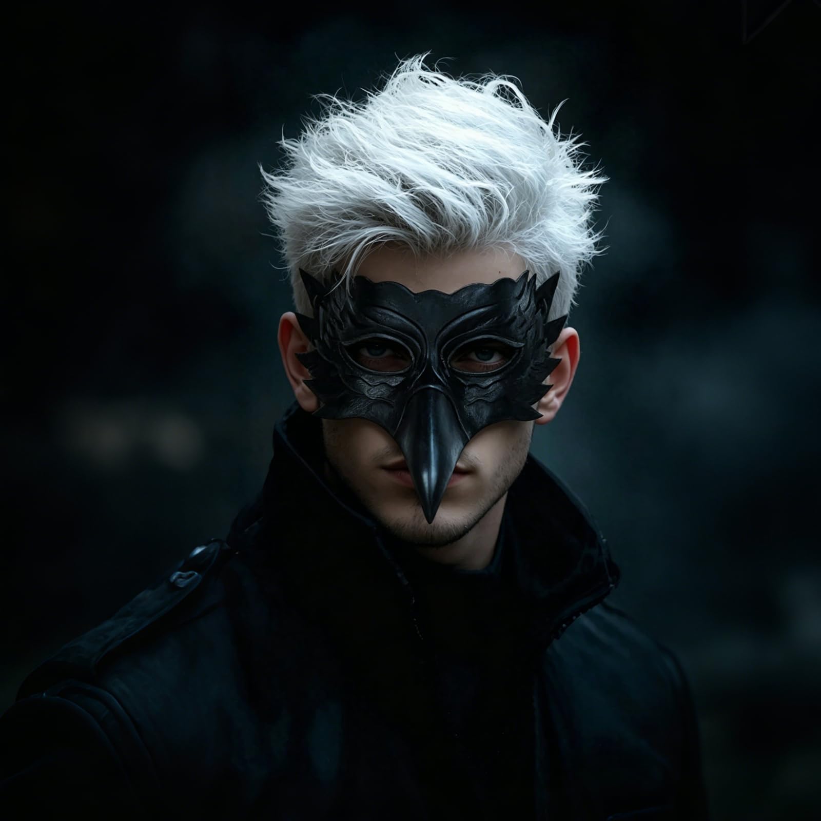 Maska orła, czarna maska w kształcie ptaka materiał PU | Maski weneckie, półtwarzowe maski na bal maskowy, Halloween, Cosplay i karnawał(czarny)