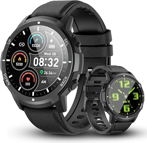 Basznrty Reloj inteligente para hombre Fitness (llamadarespuesta de llamada) Bluetooth Militar Smartwatch para teléfonos Android iPhone impermeable