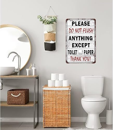 Miniatura 7 de Letrero con texto en inglés Please Do Not Flush Anything Except (Please Do Not Flush Anything Except Higiénico), letrero de etiqueta con divertido