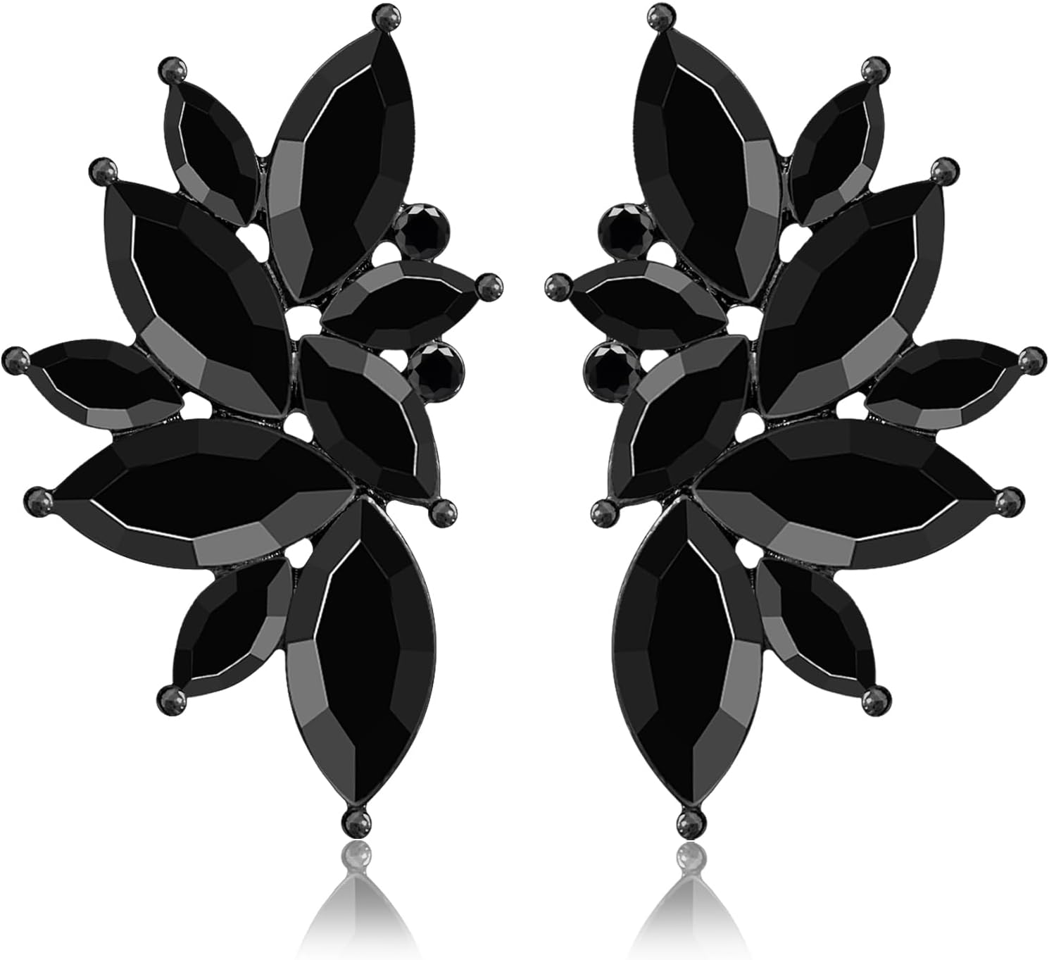 Bohemian Statement Sparkly Colourful Fancy Rhinestone Crystal Flower Dangle Drop Stud Earrings Vintage Wedding Bridal Prom Earrings for Women