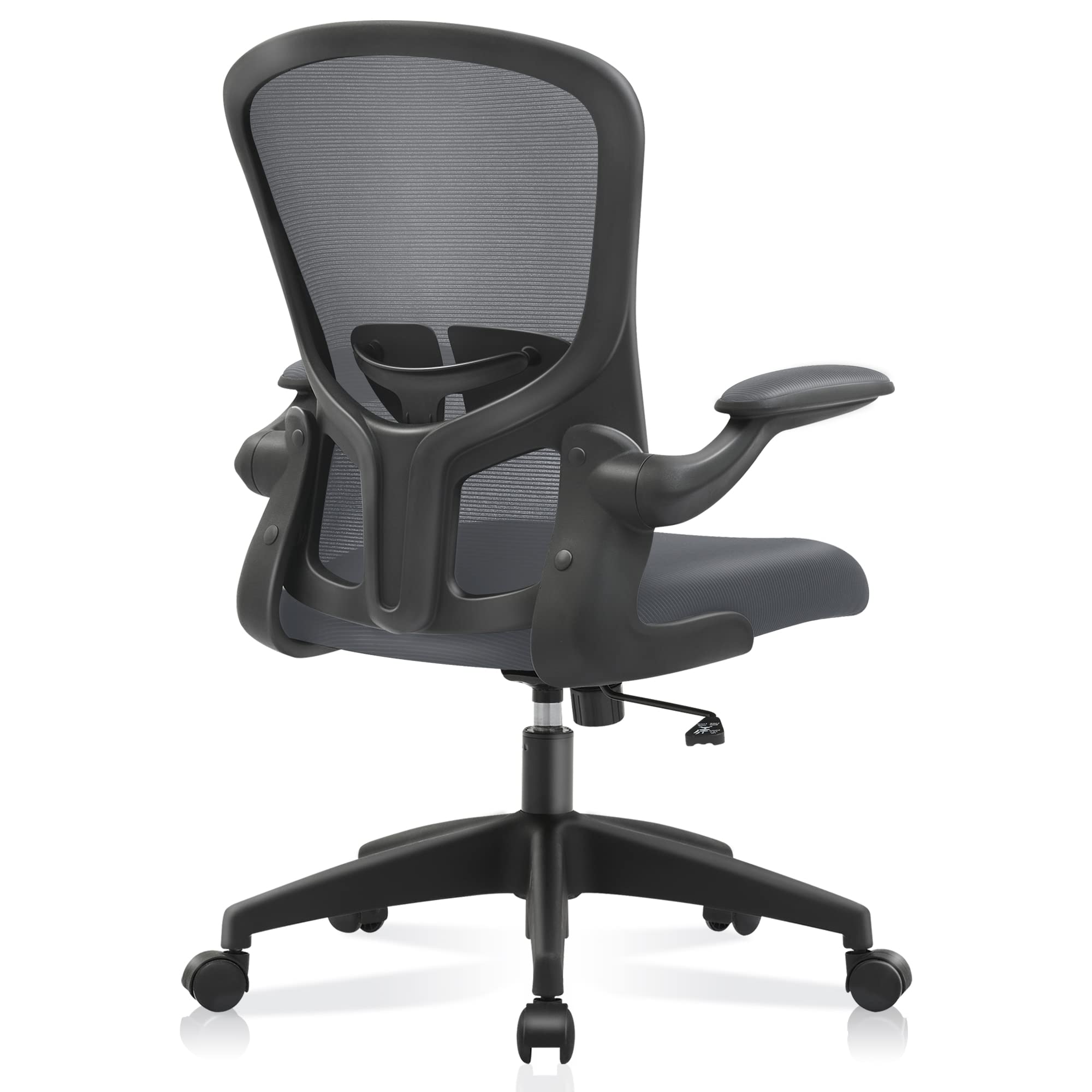 FelixKing Office Chair, Ergonomic Desk Chair with Wheels, Adjustable Height Swivel Rolling Computer Mesh Chair with Lumbar Support and Flip-up Arms, Backrest with Breathable Mesh (Dark Gray)