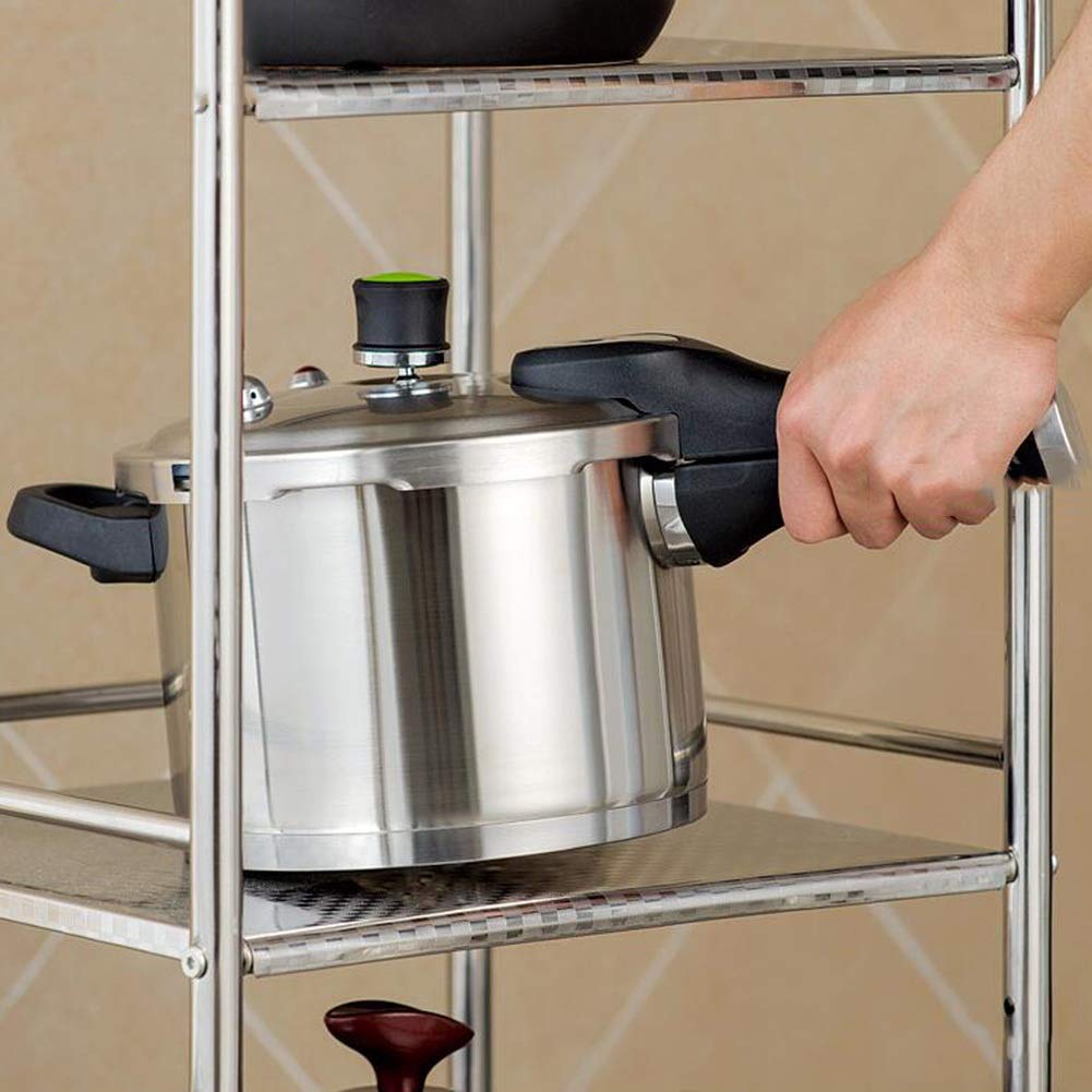 Carrello di servizio in acciaio inox con ruota in gomma freno a 3 ripiani, vassoio portaoggetti regolabile in altezza 150 kg, capacità 60 x 35 x 75 cm