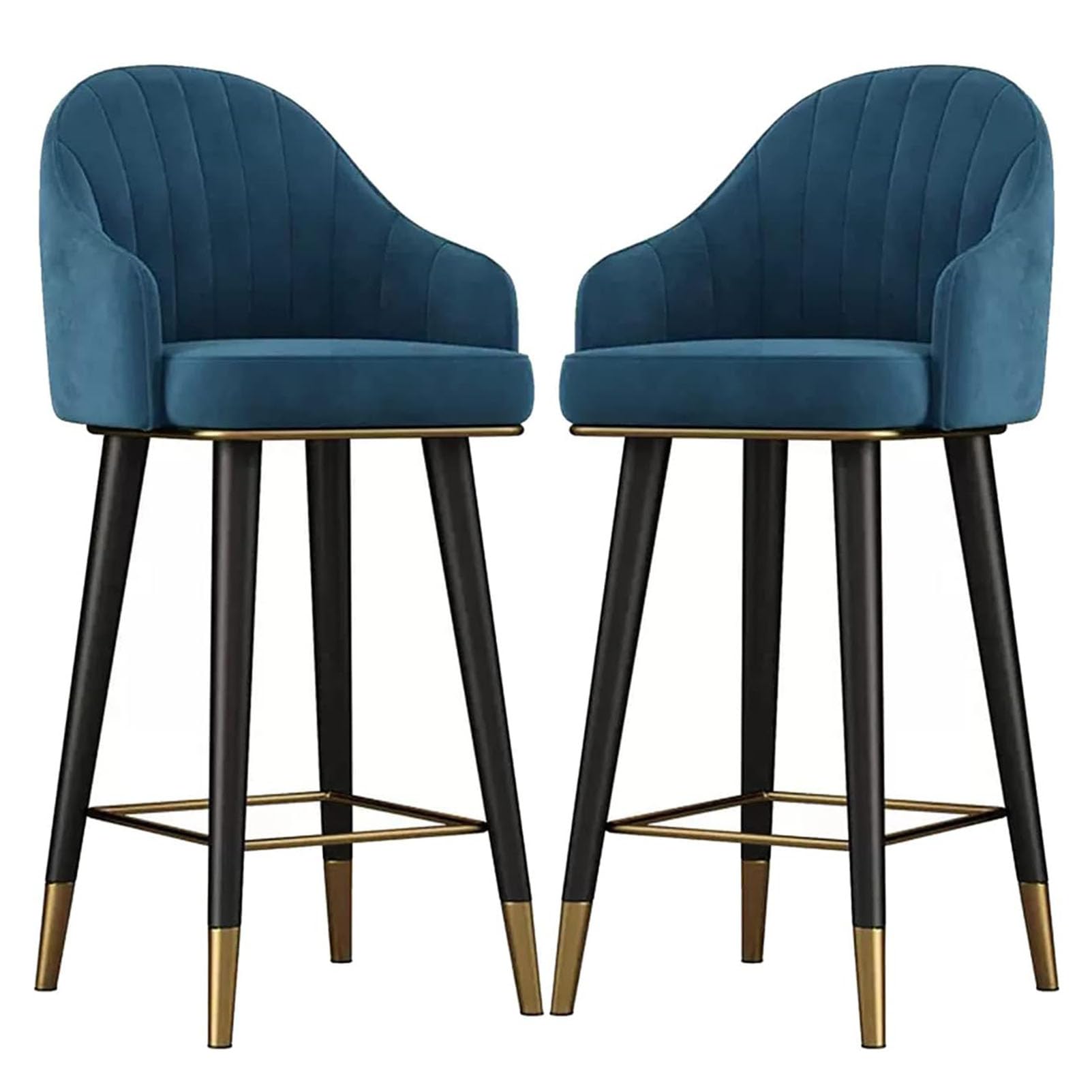 Velvet Swivel Bar Chairs Set Of 2, Counter Height Stool with Curved Backrest, Footrest & Anti-slip Foot Pads, Tall Stools for Home, Pub, Kitchen, Dining Room(Size:65cm/(25.6"),Color:Blue)