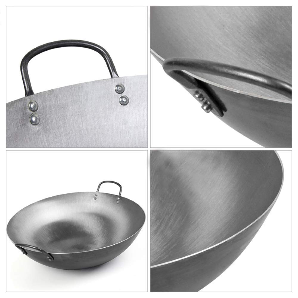 Wok Big Heavy Canton Style Handgehämmerter Wok Aus Kohlenstoffstahl (runder Boden),50CM