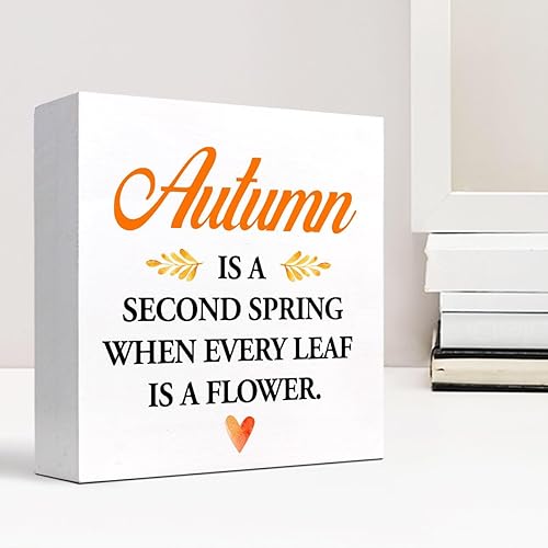 Miniatura 25 de Decoración de escritorio de otoño, Groovy Gobble Gobble Fall Thanksgiving Wood Block Sign Decoración de escritorio, caja de madera rústica de