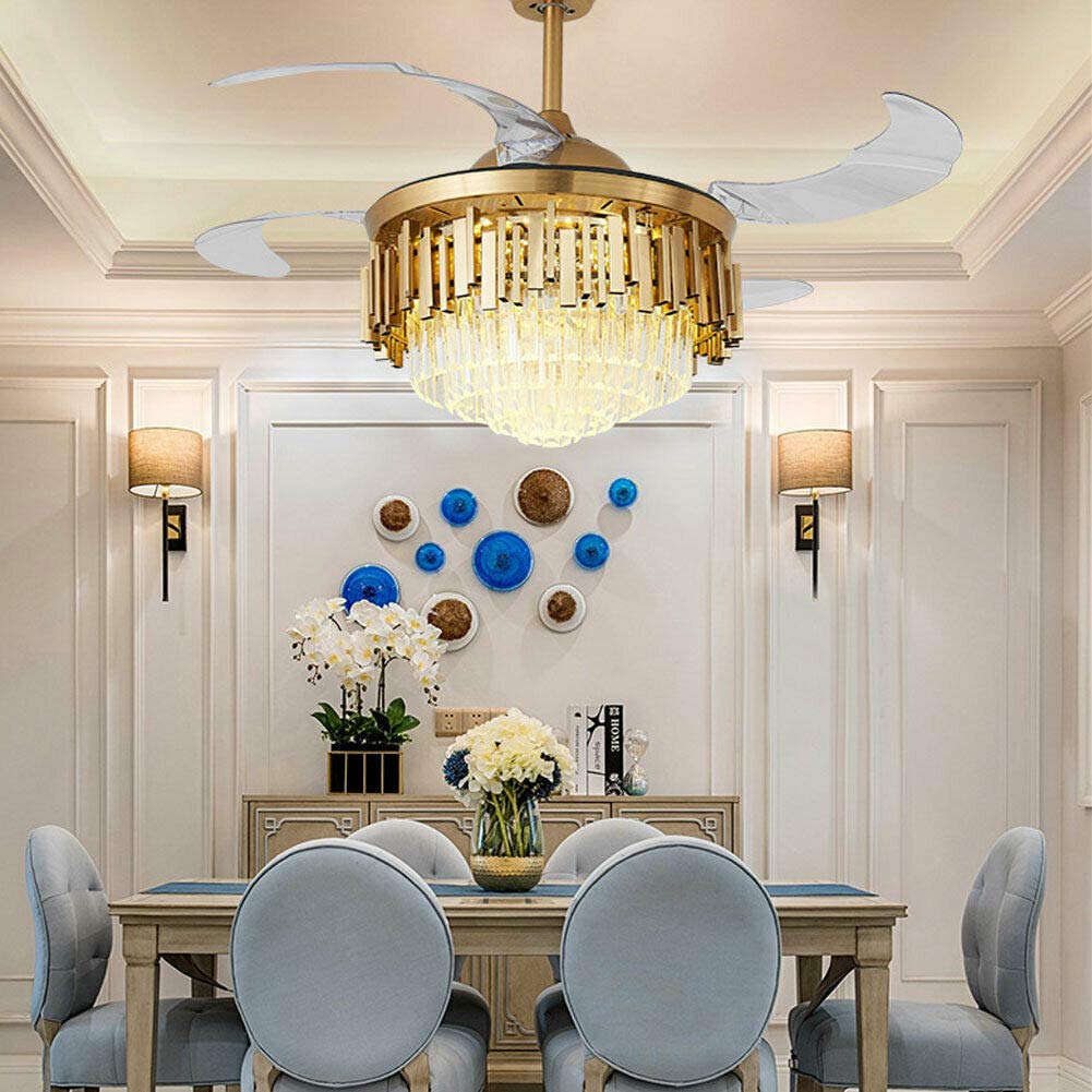 Buy YIYIBYUS AC110120V 42 Inch Crystal LED Ceiling Fan Chandelier