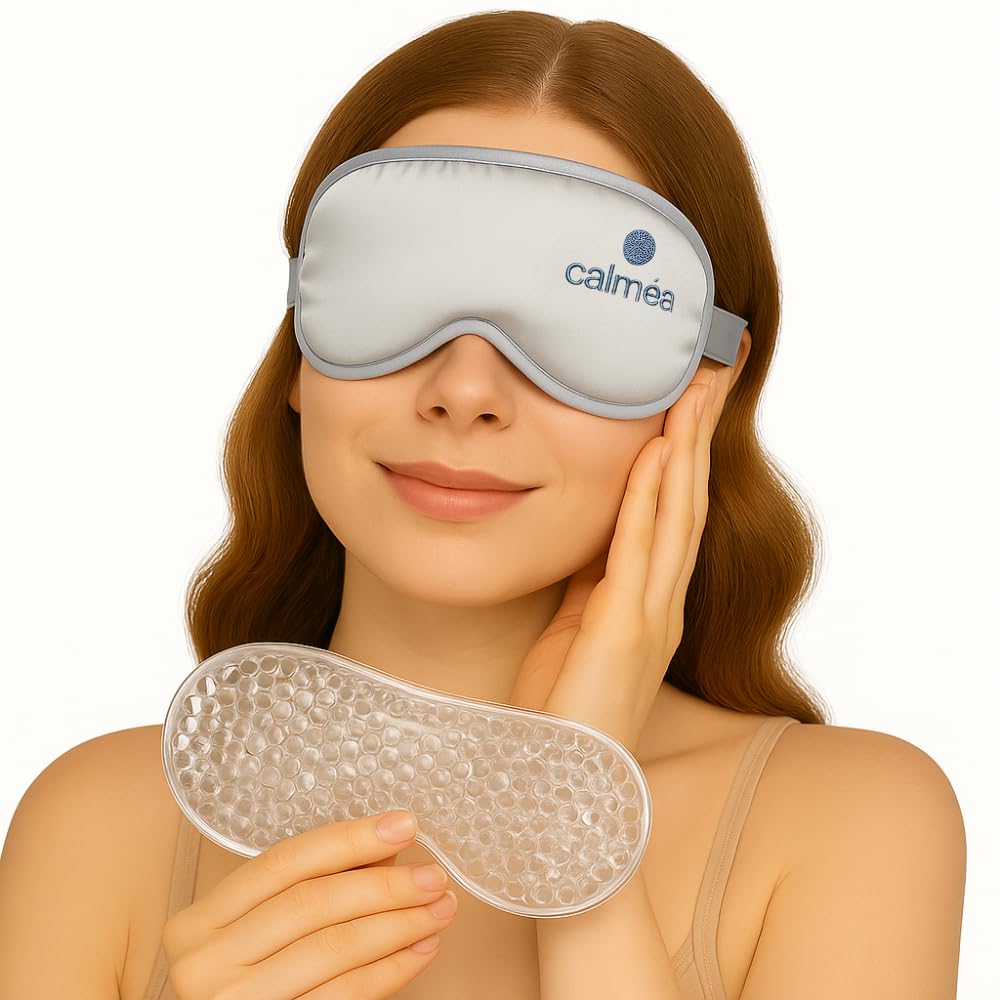 Heated & Cooling Weighted Silk Sleep Eye Mask – 100% Mulberry Silk, Hypoallergenic Black...