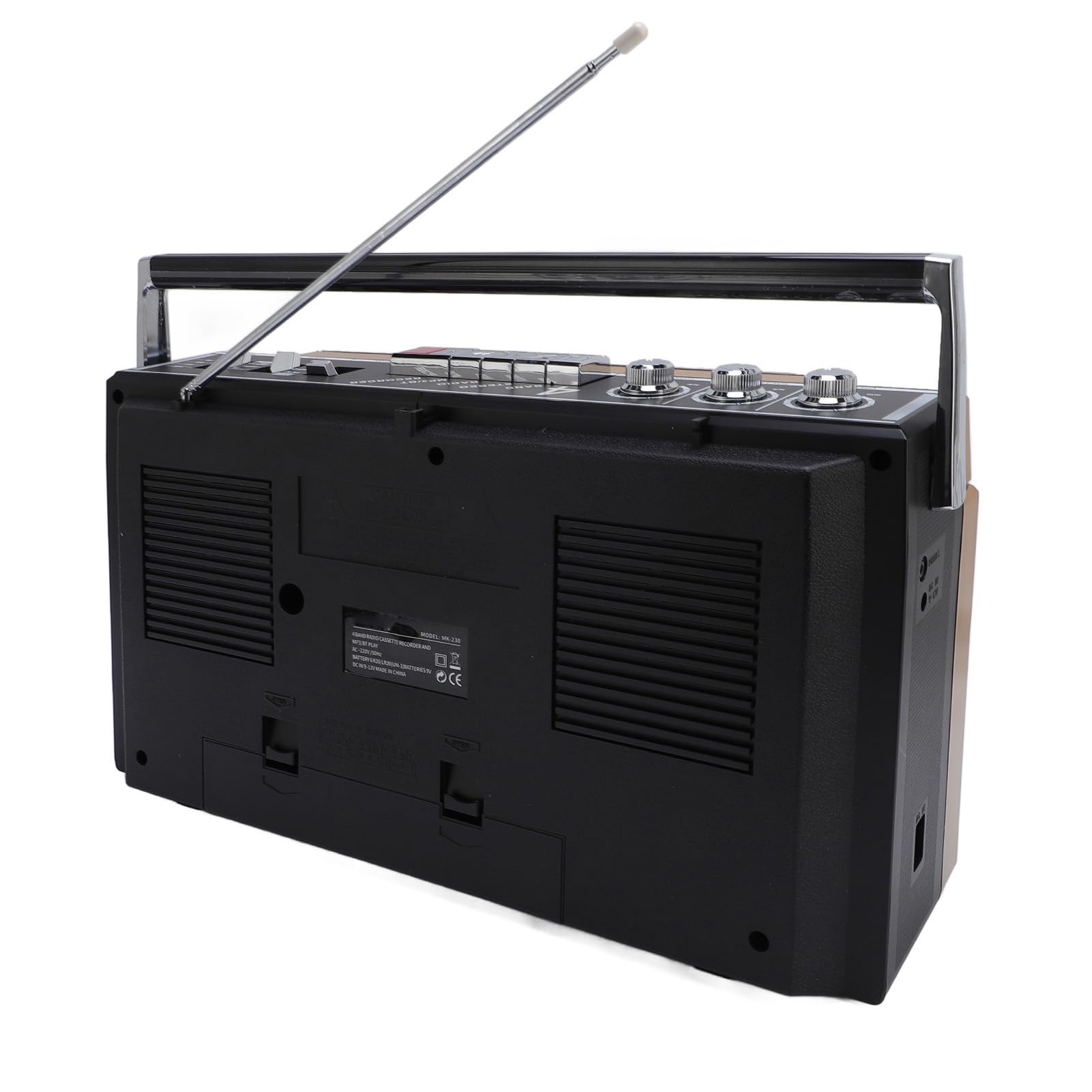 Przenośny Magnetofon Kasetowy z Bluetooth, Radiem FM MW SW, Konwerterem USB MP3, Magnetofonem Retro Kasetowym ze Wzmocnieniem Basów, do Użytku na Zewnątrz w Domu (GOLD)