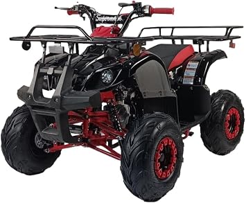 HHH 125cc ATV for Youth Sports Utility Gas Sports ATV with Reverse Led Lights Matching Rims Youth Quad Big Tires 18/19 inch Wheels Black
