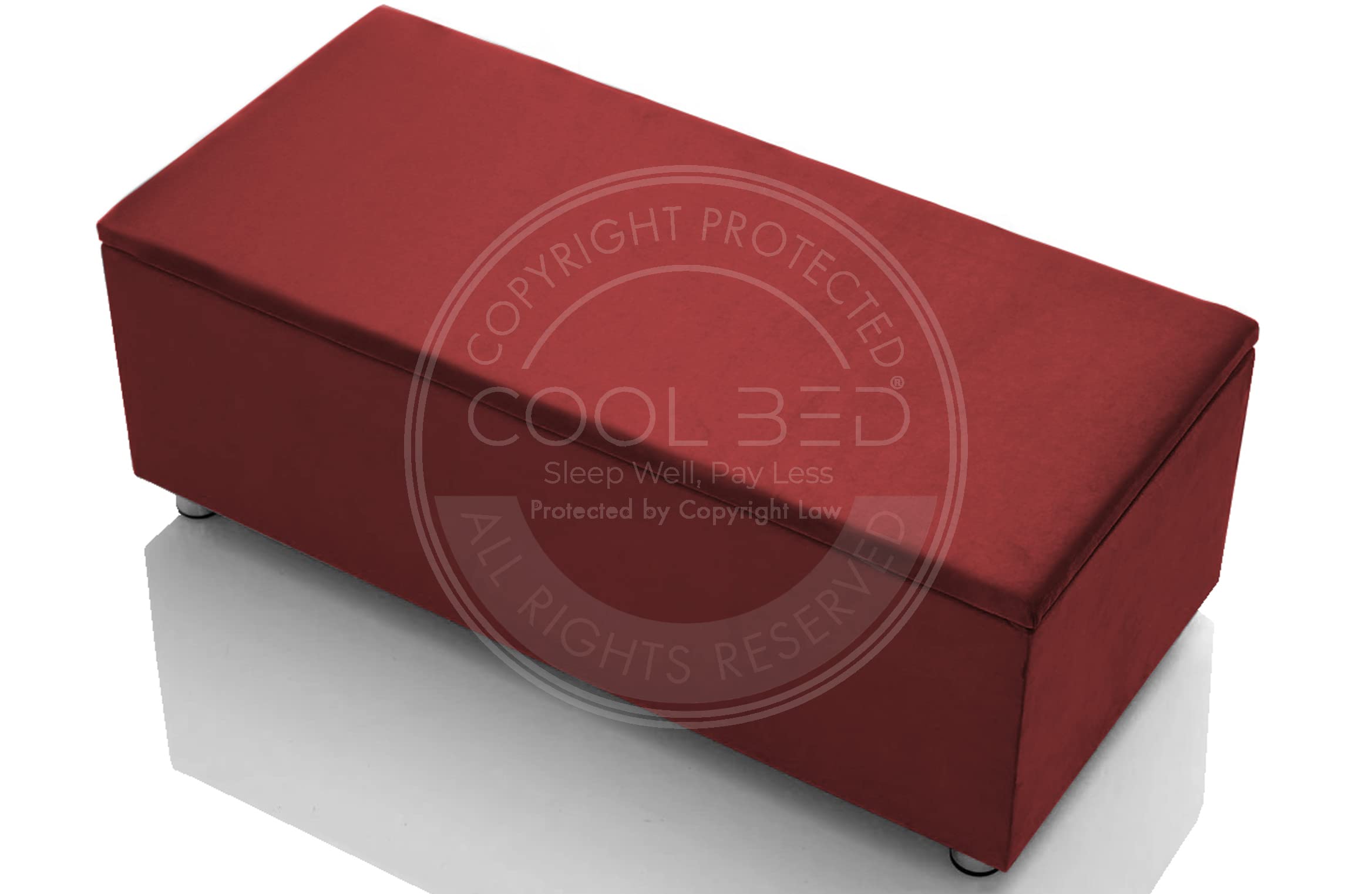 COOL BED Sleep Well, Pay Less New Large Ottoman Storage Boxes with Lid in Plain Burgundy Plush Velvet Top Bench Footstool Blanket Toy Box for Kids (Burgundy Plush)