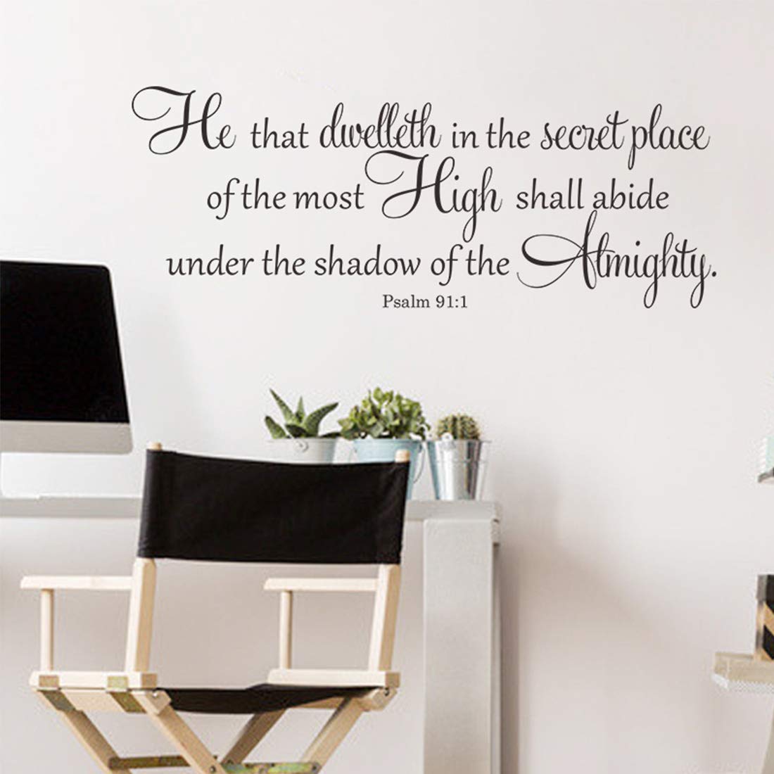 iinuu Bible Verse Scripture Inspirational Wall Decor Quotes for Living Room – He That Dwelleth in The Secret Place – Wall Sticker for Bedroom Classroom Playroom Nursery