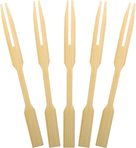 Vista 7 de BLUE TOP 100 piezas de lindos animales de alimentos para fiestas, mini tenedores de bambú de 3.5 pulgadas, palillos de comida de bambú