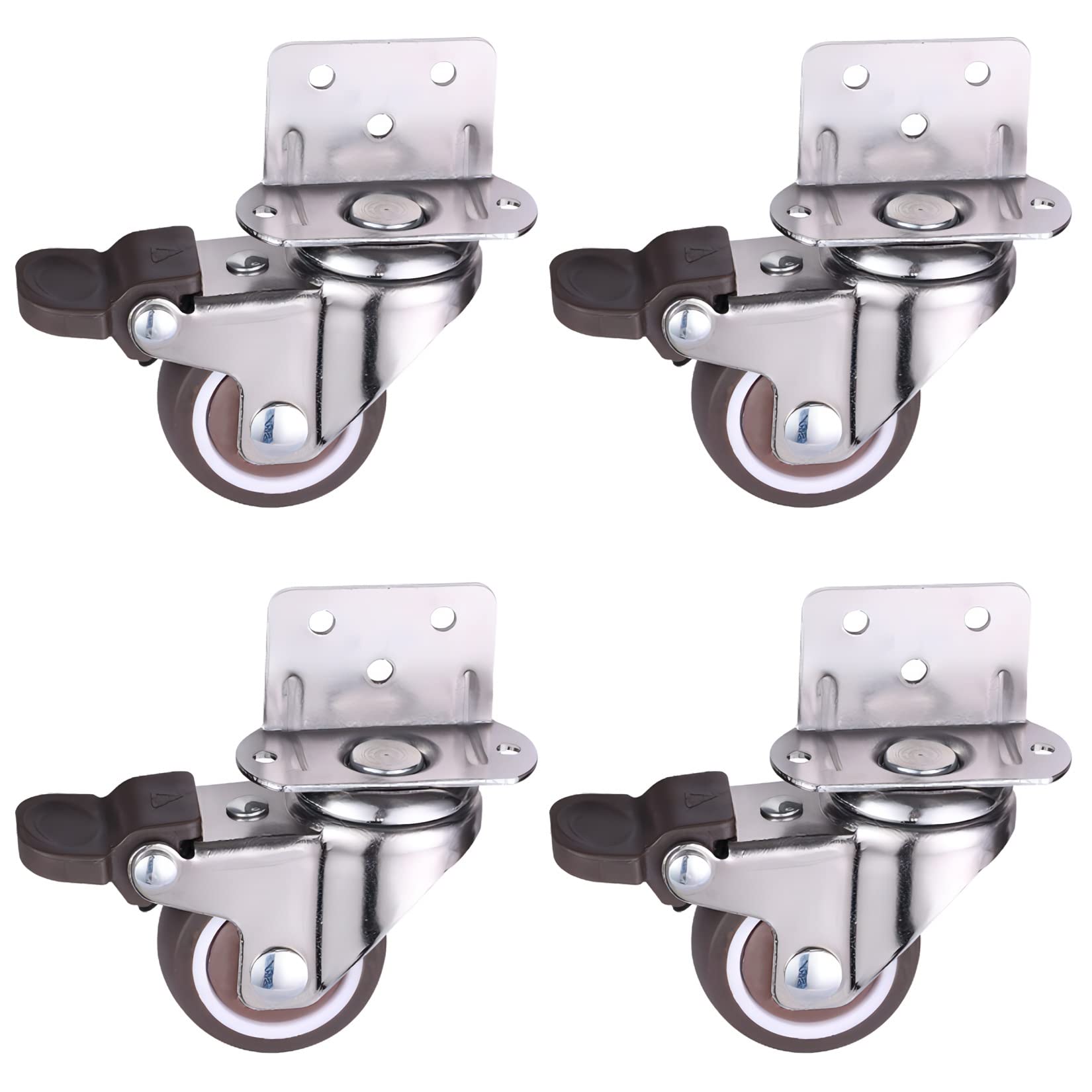 GYRAZXS Heavy Duty Swivel Caster Wheels Set of 4 1" 1.25" 1.5" 2" Rubber TPE Caster Wheels with Silent Shock Absorption & Brakes for Furniture and Equipment