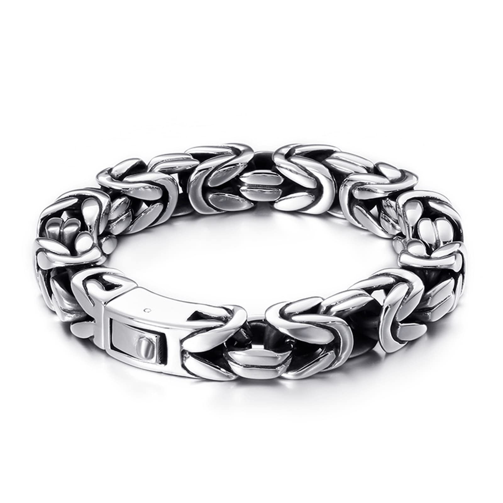 Beydodo Armband Edelstahl Silber 22.5/25CM, Bettelarmband Charm Silber Königsarmband Breit 10/13MM Freundschaftsarmband Partnerarmbänder Männer Jugend