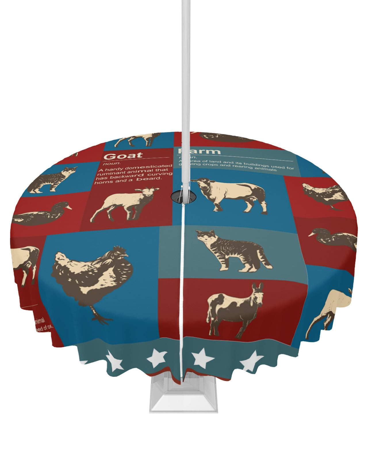 Amazon.com: Outdoor Round Tablecloth with Umbrella Hole Independence Day  Farm Theme 54