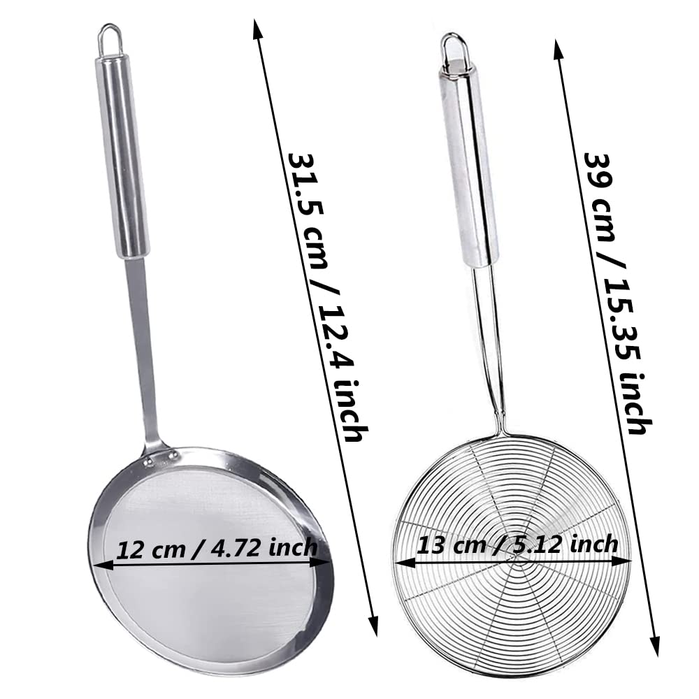 Aiareozy 2 Stuks Roestvrijstalen Schuimspaan - Zeeflepel Voor Keuken, Frituur & Soep