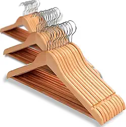 Kit 10 Cabide Madeira Premium Reforçado Grande Verniz Calça Camisa Camiseta