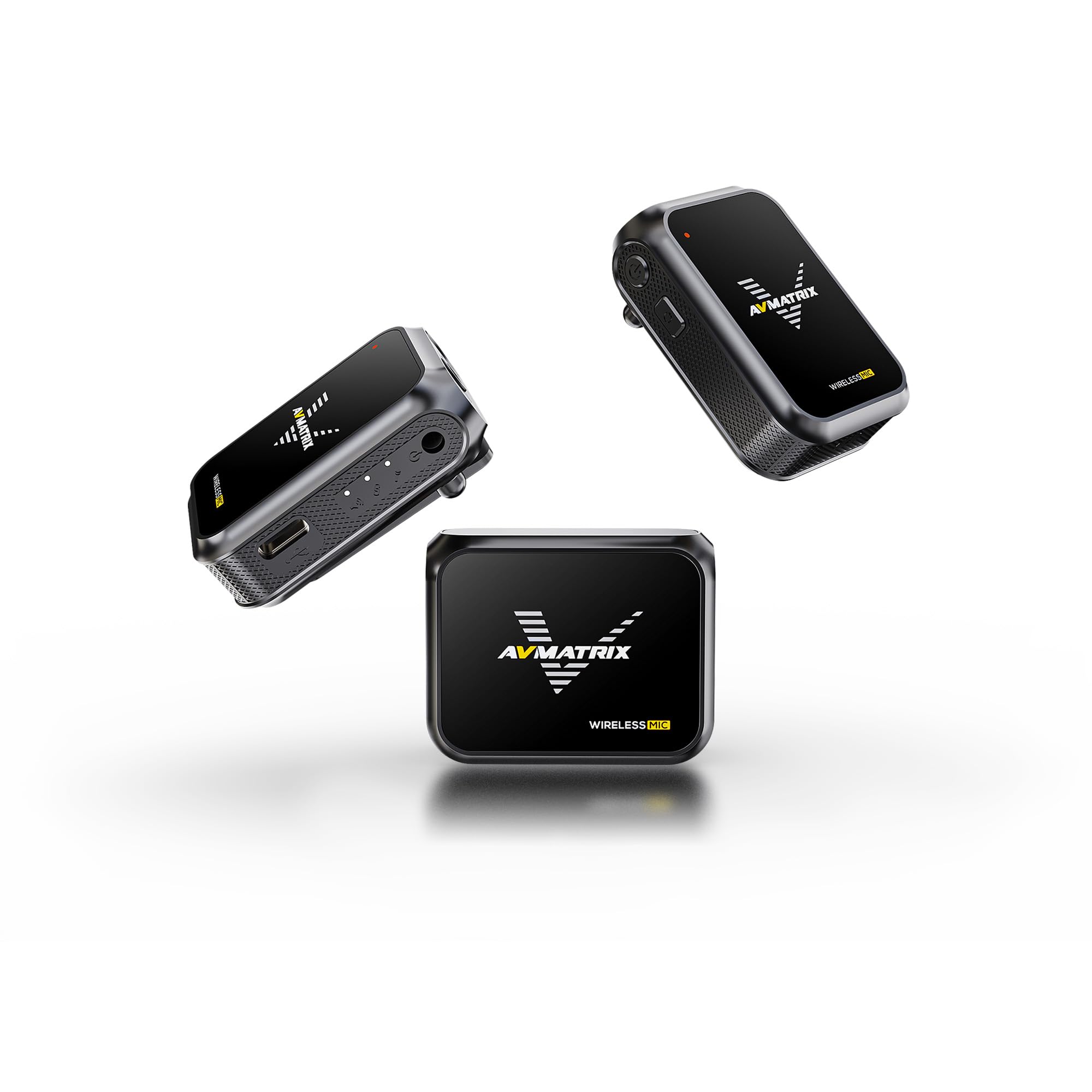 AVMATRIX Mini bezprzewodowy system mikrofonowy WM12 (2TX+1RX), bezprzewodowy mikrofon krawatowy z torbą do przechowywania, dwukanałowy, profesjonalny audio, zasięg 100 m, do YouTube, iPhone'a,