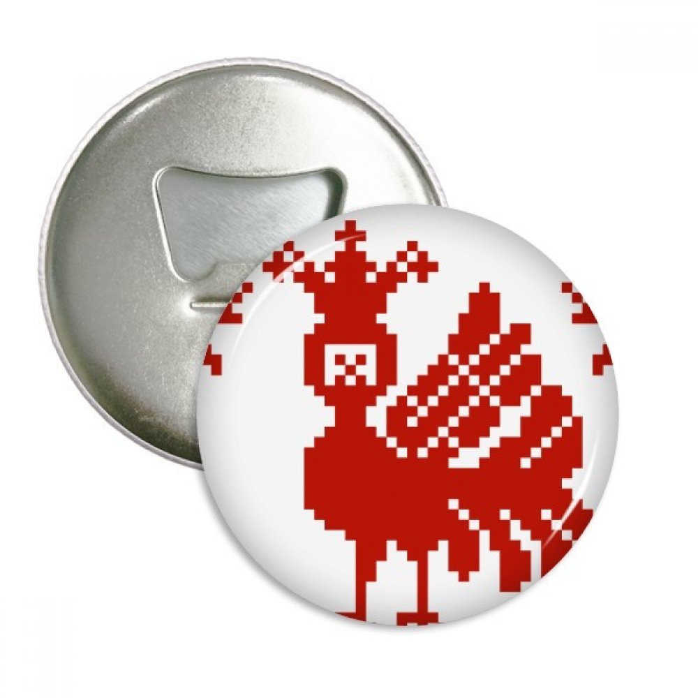 Ouvre-bouteille rond aimanté rouge avec badge pins mosaïque arbre
