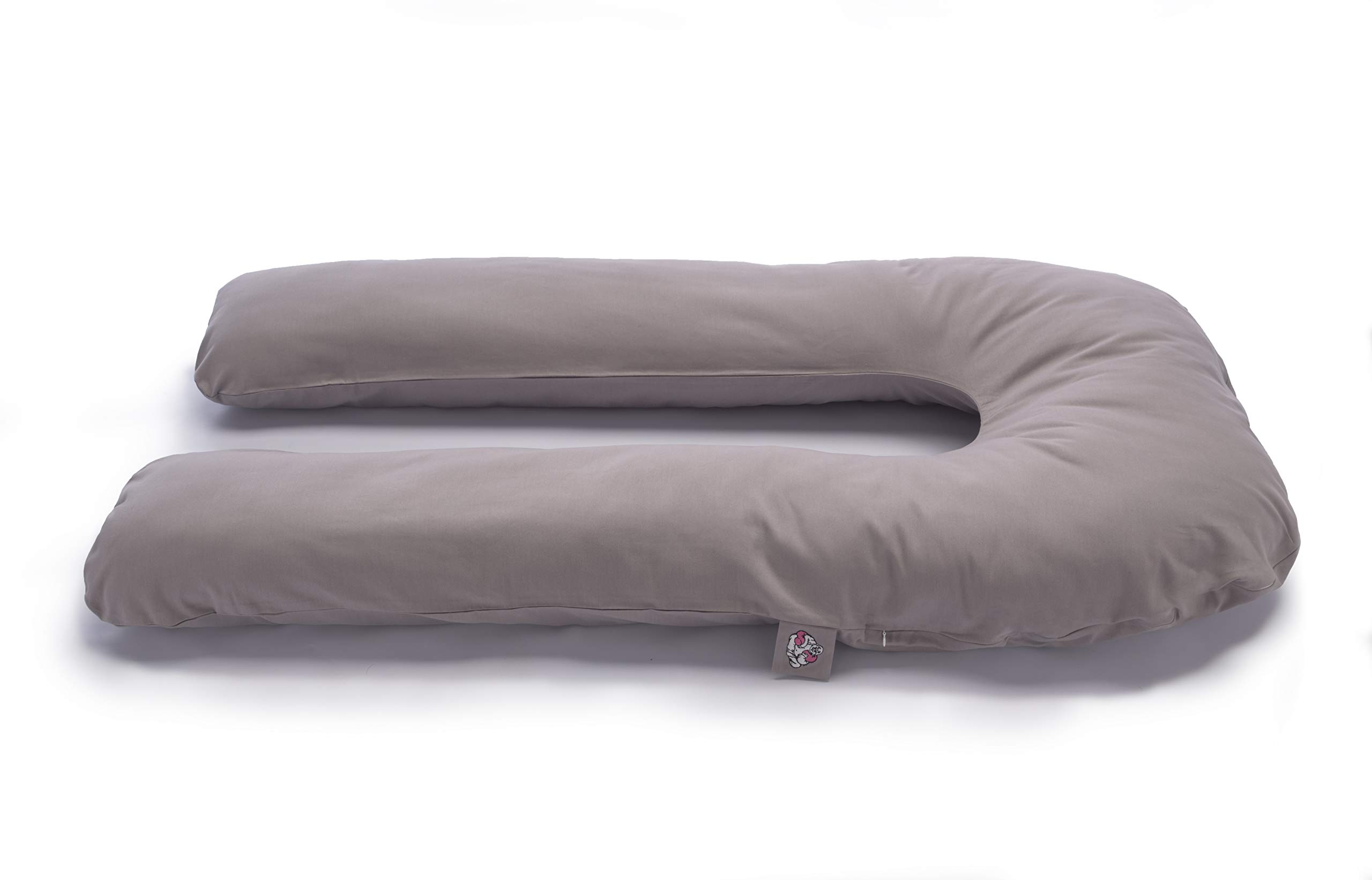 U-Kissen 140x80cm | Seitenschläferkissen, Schwangerschafts- & Stillkissen, Lagerungskissen | mit abnehmbarem & waschbaren Außenbezug (100% Baumwolle) | grau