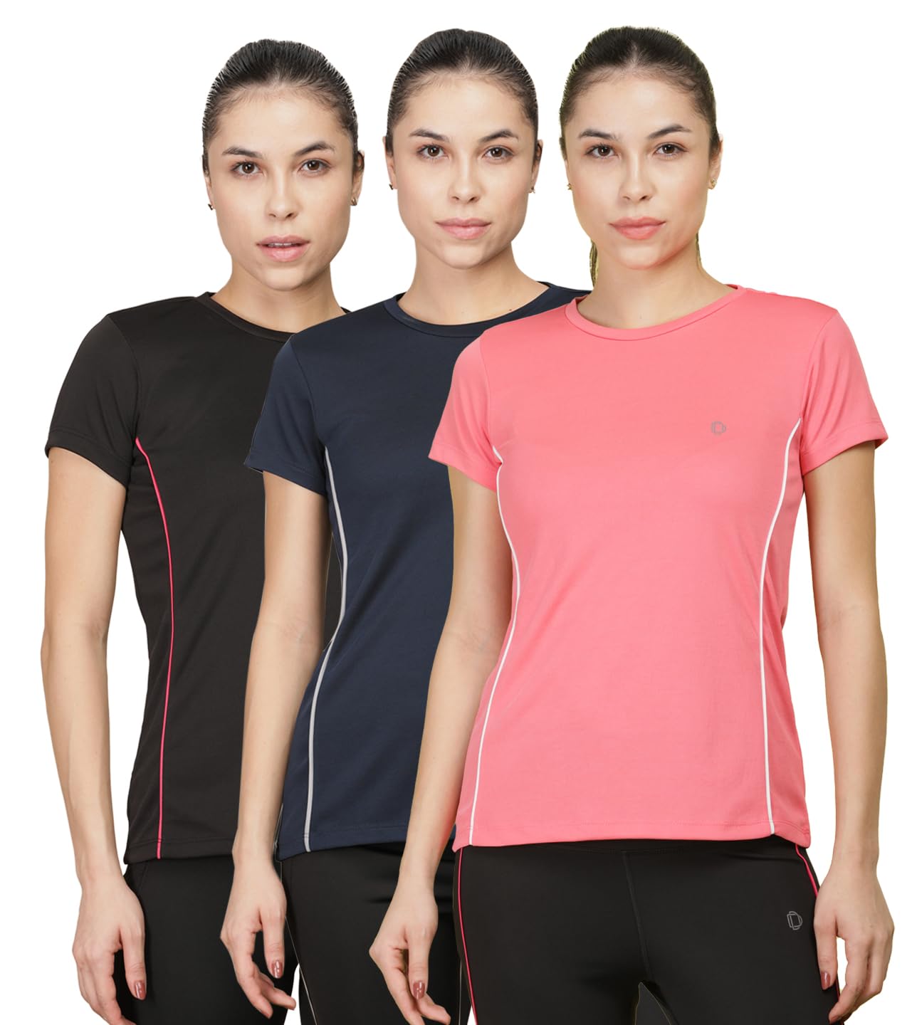 dollar Women's Polyester Solid Sports Half Sleeve Regular Fit Active Wear Gym Tshirt | Round Crew Neck Breathable T-Shirt for Running Workout and Fitness | Pack of 3-picture-11