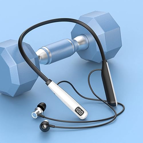 Auriculares inalámbricos Bluetooth 5.3 con banda para el cuello, auriculares de atracción magnética con pantalla LED de alimentación, auriculares