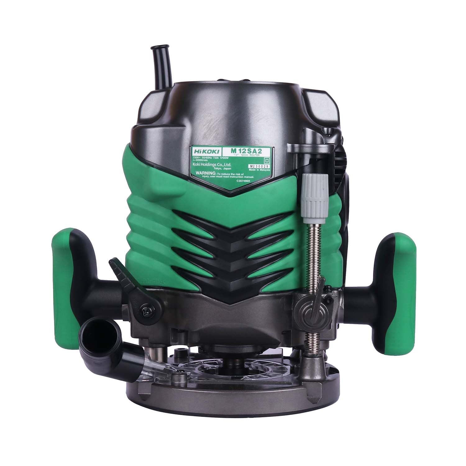 HIKOKI M12SA2S9Z - 1700W, 22000 RPM, 12mm Router Electric Hand Trimmer Wood Router with Soft Grip Handle, 6.2 Kg, 2 Collect Chuck, Template Guide Adapter, Dust Guide adapter & Wrench Included 2