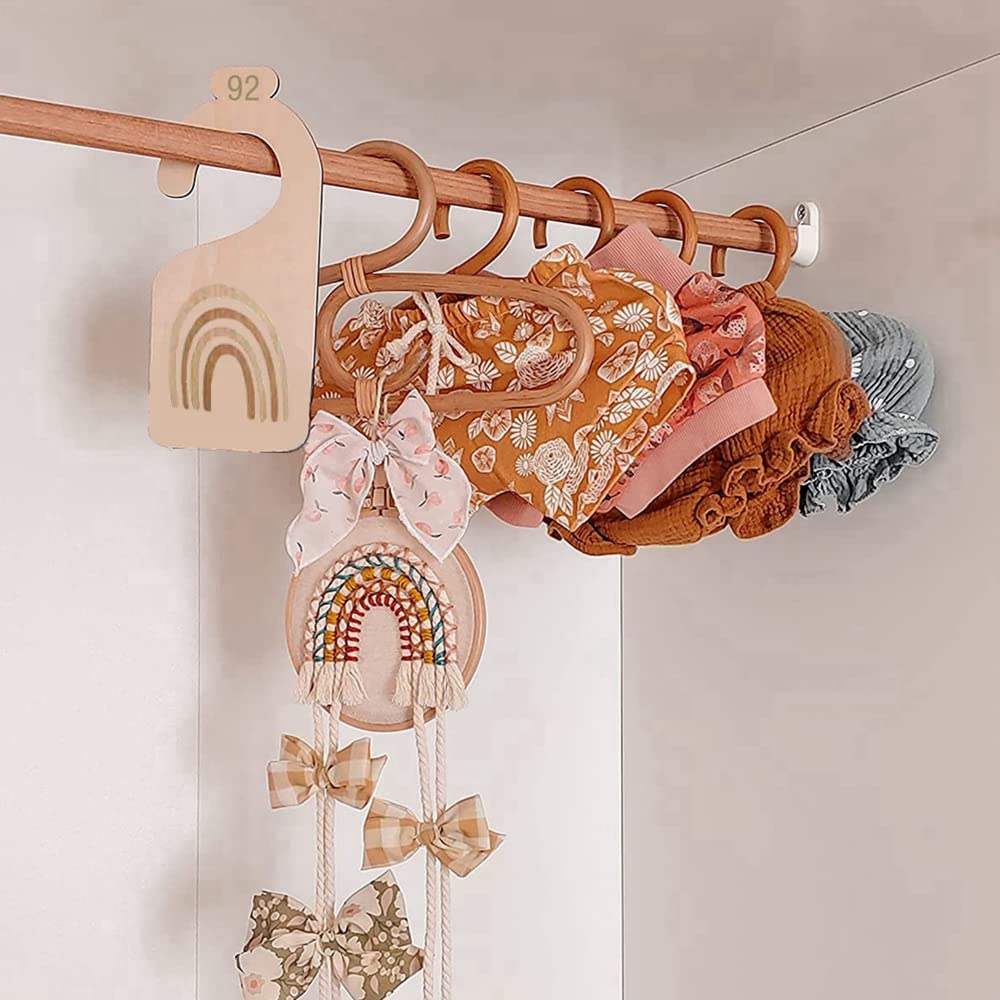 Kiwochy Baby Wooden Size Separator 9 Clothing Sizes 50 to 98 Baby Wardrobe Dividers Baby Clothes Organiser Rainbow Design for Baby Clothes Nursery Decorations - Image 4