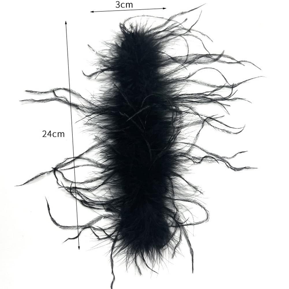 Streamzio Ostrich Feather Wrist Cuffs for Women, Feather Slap Bracelets for Adults and Kids, Fuzzy Feather Cuffs Wristbands Feather Bracelet Hair Accessories (Black), Medium