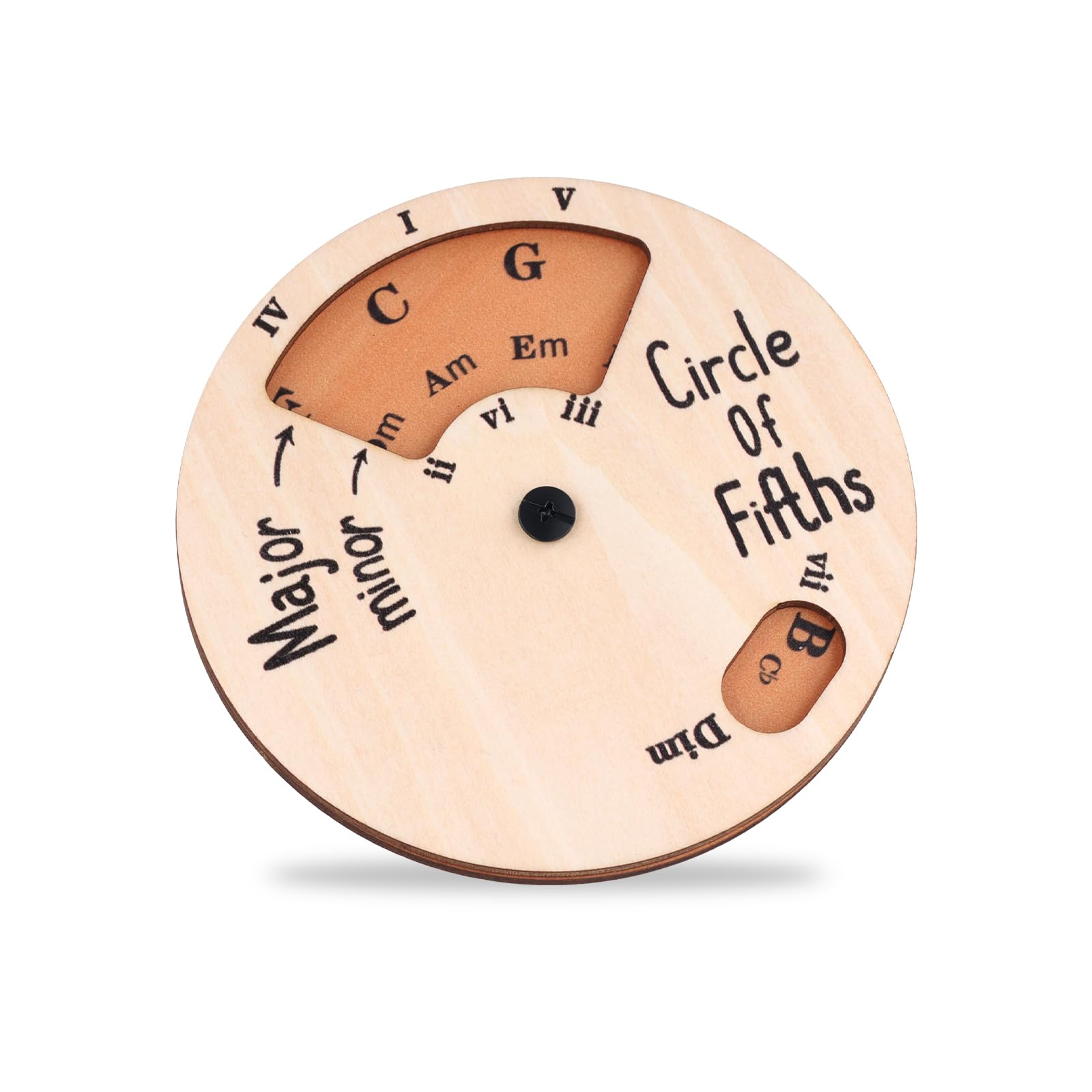 Wooden Musician Melody Wheel, Chord Wheel Tool Music Transpose Accessories Round Circle of Fifths Wheel Musicians Musical Songwriter Music Chord Instrument for Key Signature Notes Chords(Wood Color)
