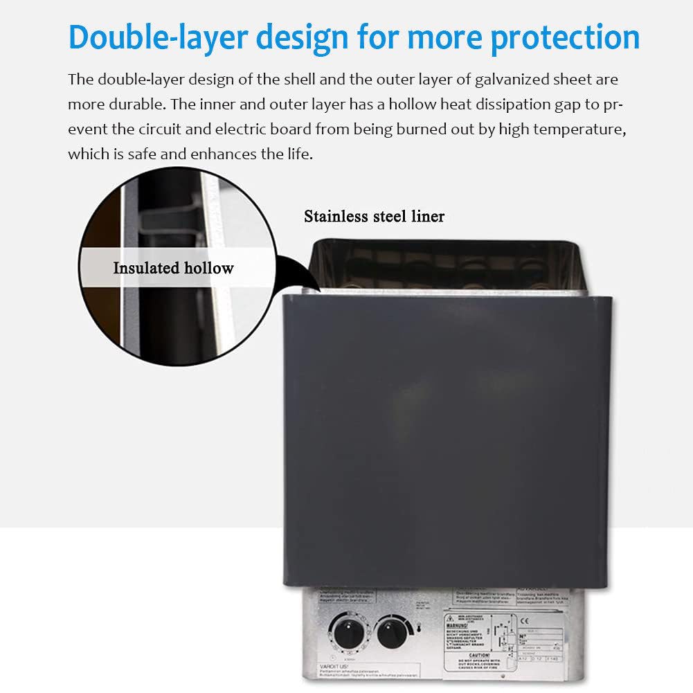 Poêles De Sauna électriques, Poêle De Chauffage De Sauna électrique En Acier Inoxydable 3Kw-6Kw, ContrôLeur Interne PoêLe De Sauna Sec Pour La Maison, L'Hôtel, Le Spa, Le Hammam,4.5KW