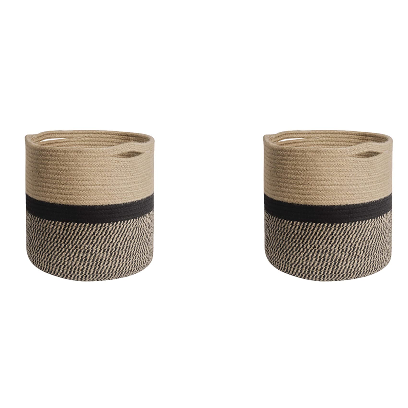 Hndhbfgrt 2X Storage Bins Cube Organizer Baskets, Plant Pot Cover Woven Planter Basket Laundry Basket with Handles Modern Decor